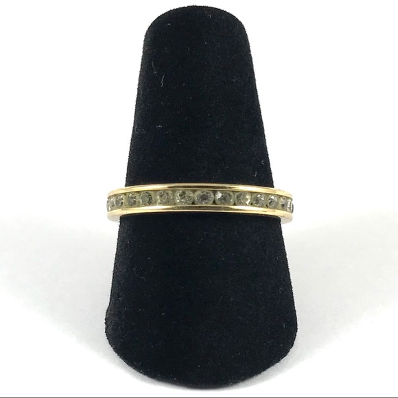Vintage Jewelry - Vintage Gold Tone CZ Eternity Ring Size 6.75